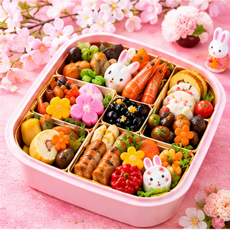 子ども向けの彩り豊かなおせちのイメージ